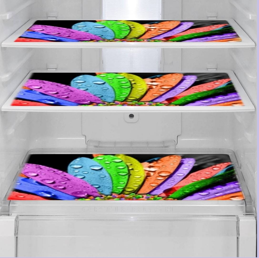 Revexo Set of 3 PVC Multicolor Fridge Mats Revexo Set of 3 PVC Multicolor Fridge Mats