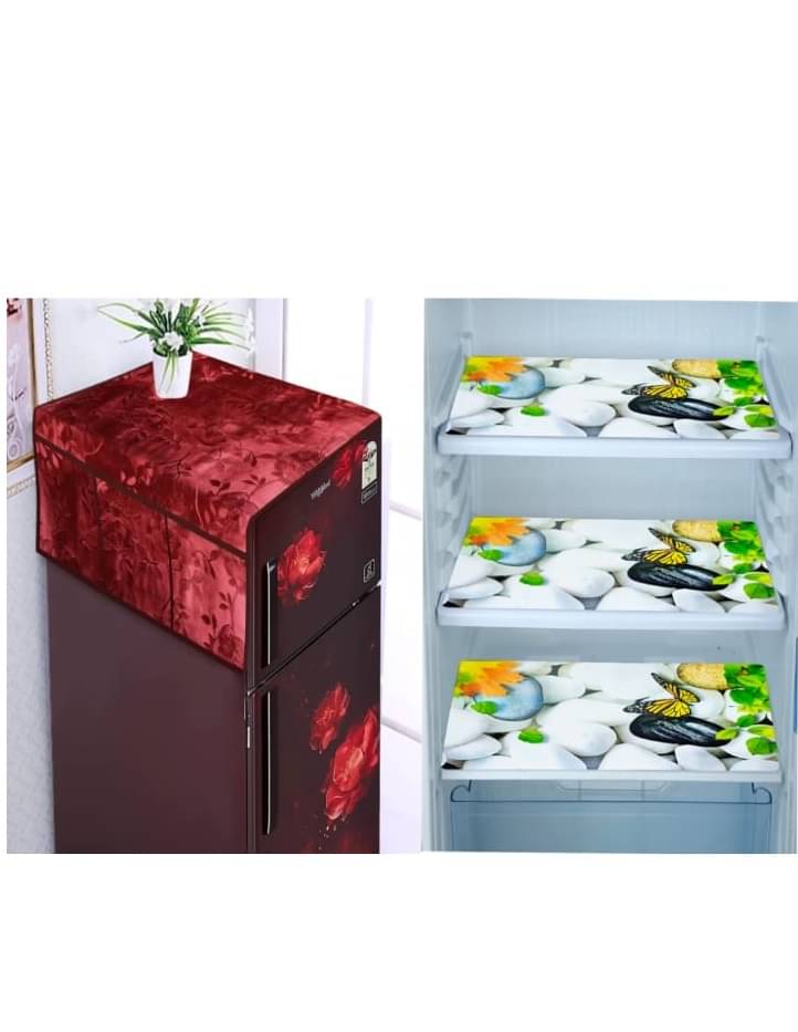 Revexo Set of 4 PVC Multicolor Fridge Mats Revexo Set of 4 PVC Multicolor Fridge Mats