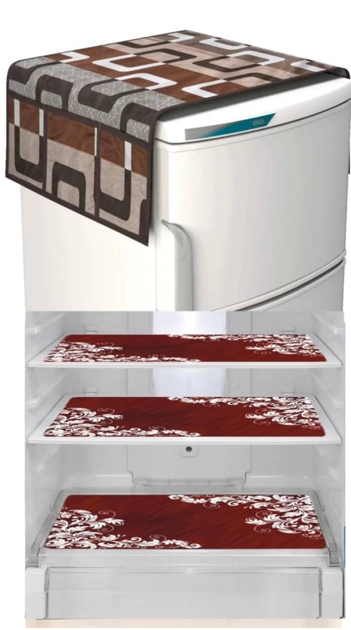 Revexo Set of 4 PVC Multicolor Fridge Mats Revexo Set of 4 PVC Multicolor Fridge Mats
