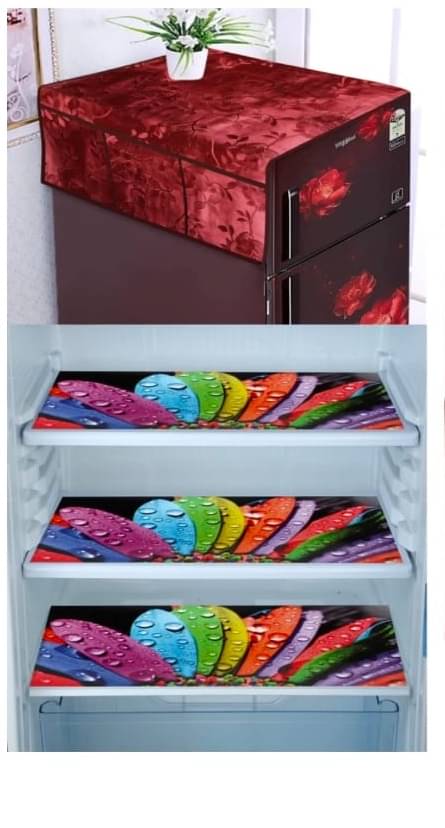 Revexo Set of 4 PVC Multicolor Fridge Mats Revexo Set of 4 PVC Multicolor Fridge Mats