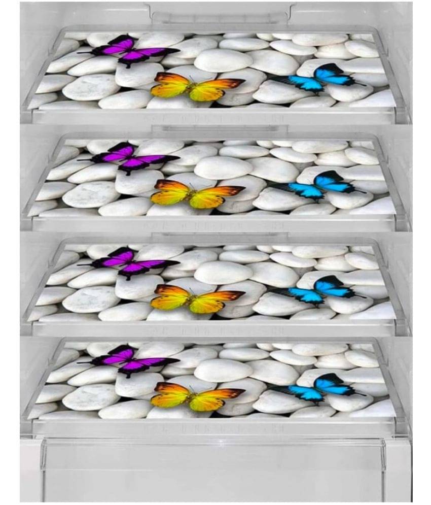 Revexo Set of 4 PVC Multicolor Fridge Mats Revexo Set of 4 PVC Multicolor Fridge Mats