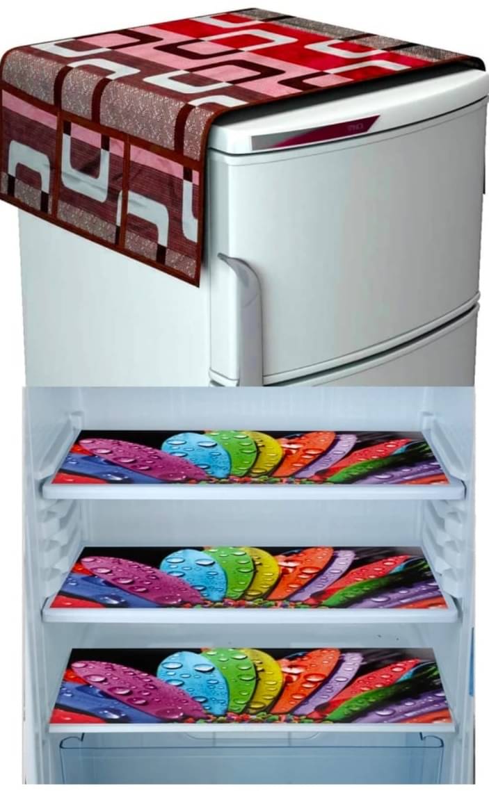 Revexo Set of 4 PVC Multicolor Fridge Mats Revexo Set of 4 PVC Multicolor Fridge Mats