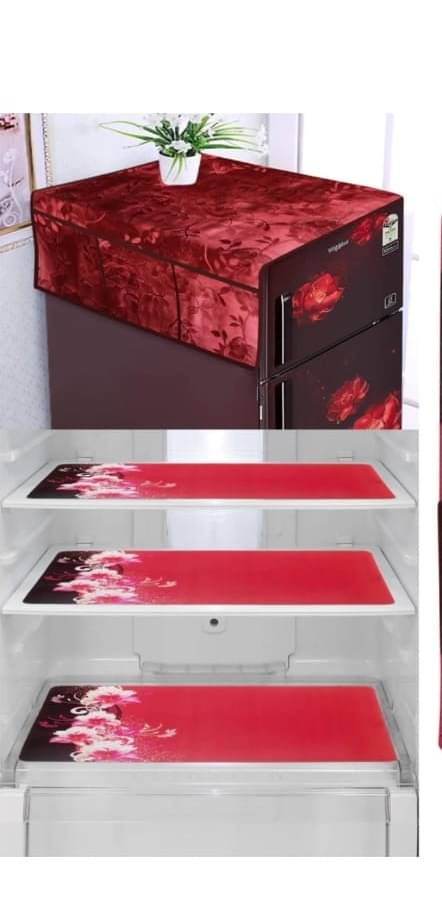 Revexo Set of 4 PVC Multicolor Fridge Mats Revexo Set of 4 PVC Multicolor Fridge Mats