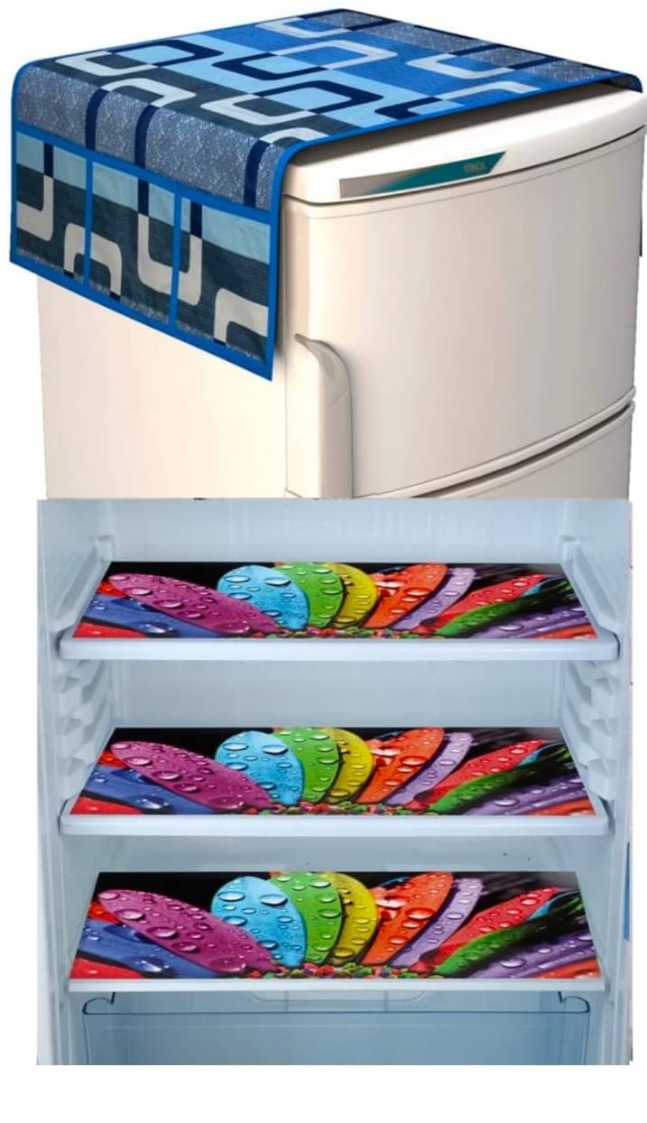 Revexo Set of 4 PVC Multicolor Fridge Mats Revexo Set of 4 PVC Multicolor Fridge Mats