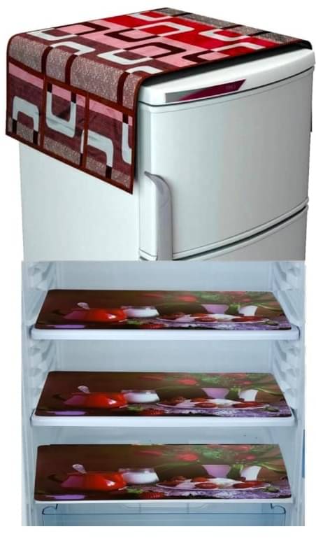 Revexo Set of 4 PVC Multicolor Fridge Mats Revexo Set of 4 PVC Multicolor Fridge Mats