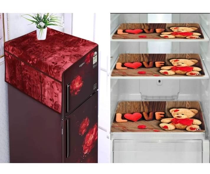     			Revexo Set of 4 PVC Multicolor Fridge Mats