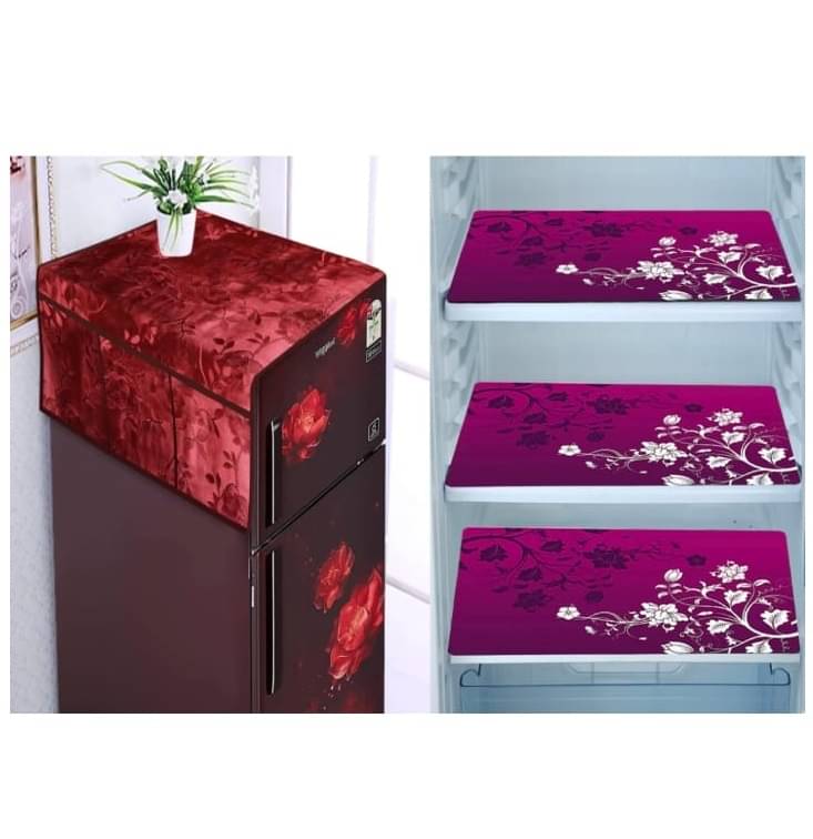 Revexo Set of 4 PVC Multicolor Fridge Mats Revexo Set of 4 PVC Multicolor Fridge Mats
