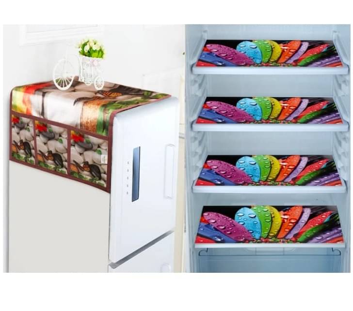 Revexo Set of 5 PVC Multicolor Fridge Mats Revexo Set of 5 PVC Multicolor Fridge Mats