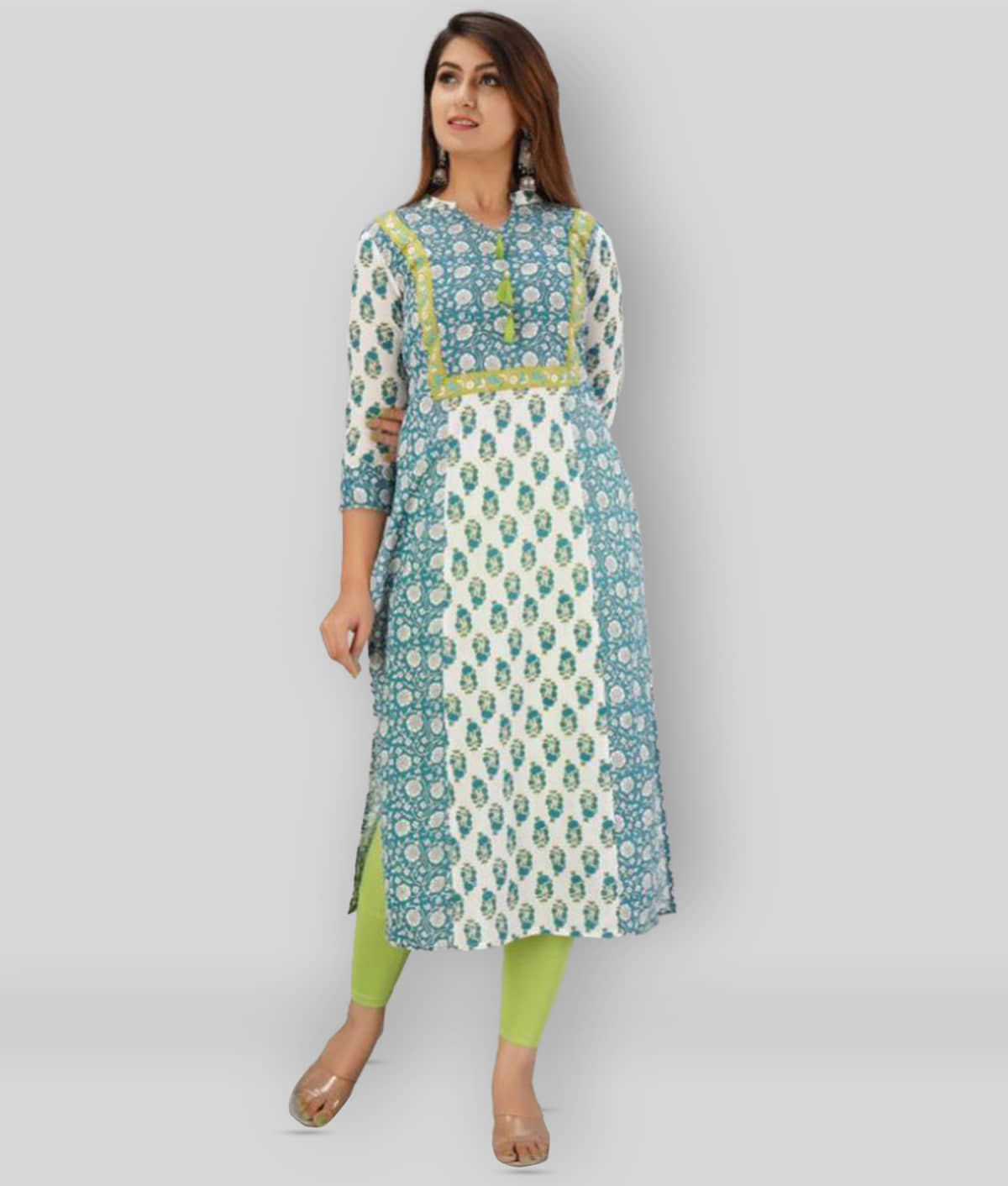 SVARCHI - White Cotton Women's Straight Kurti ( Pack of 1 ) - Kurtis, Tunics | Buy online on ZillyBuy