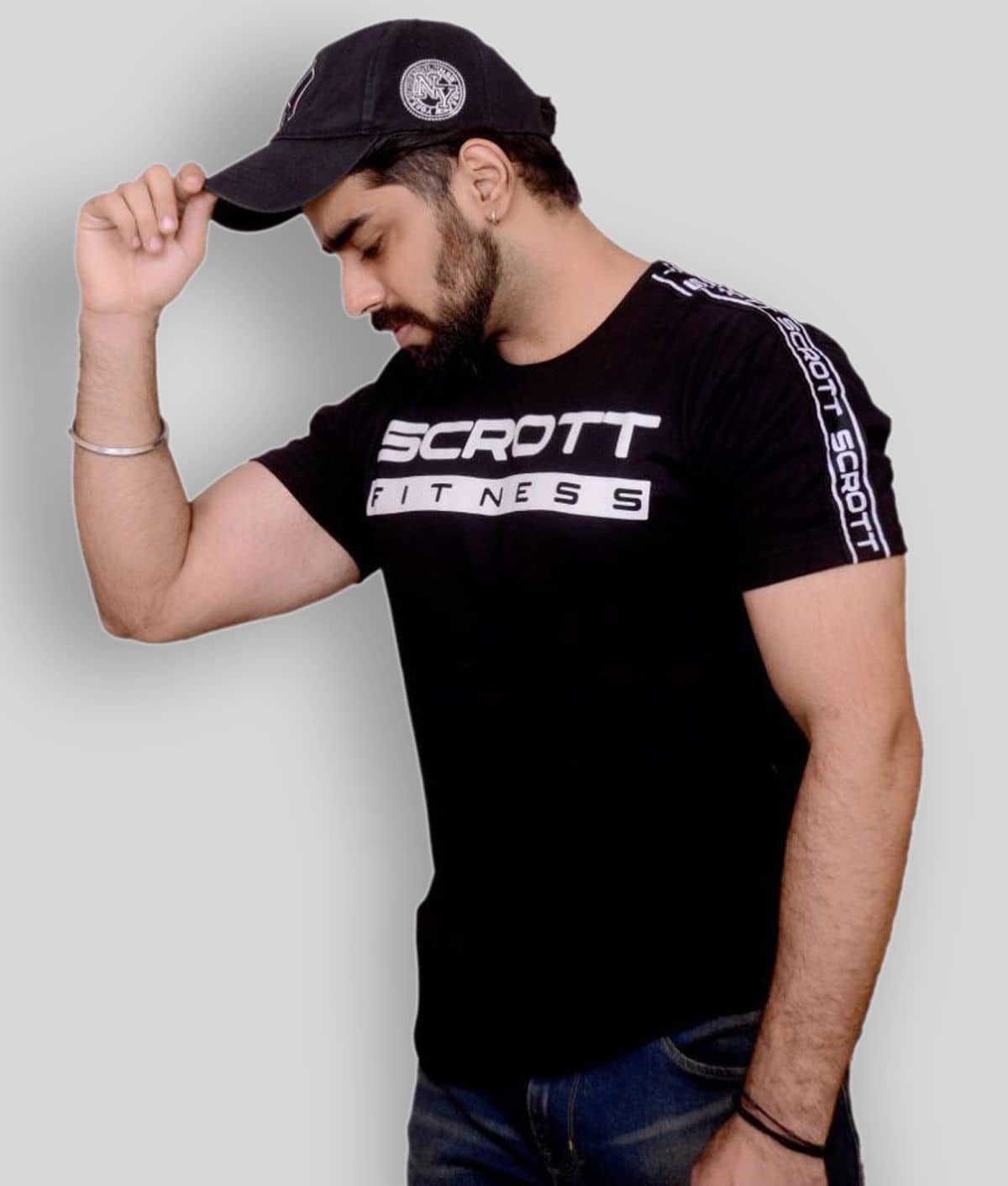 Scrott Fitness Pack of 1 Cotton Regular Fit Men's T-Shirt ( Black )