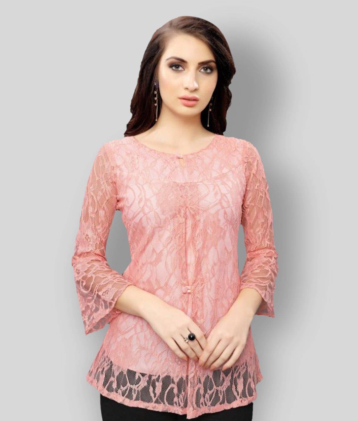 Selvia Peach Net Women's A-Line Top ( Pack of 1 ) Selvia Peach Net Women's A-Line Top ( Pack of 1 )