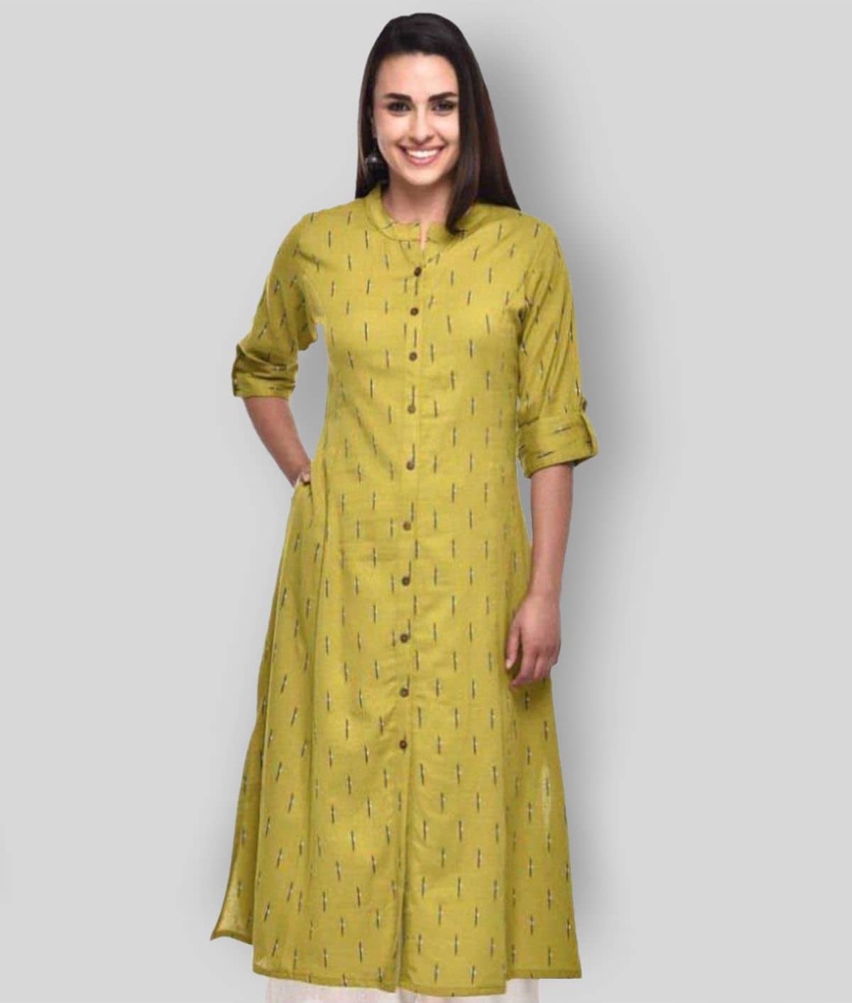 Pistaa - Green Cotton Women's Straight Kurti ( Pack of 1 ) - Kurtis, Tunics | Buy online on ZillyBuy