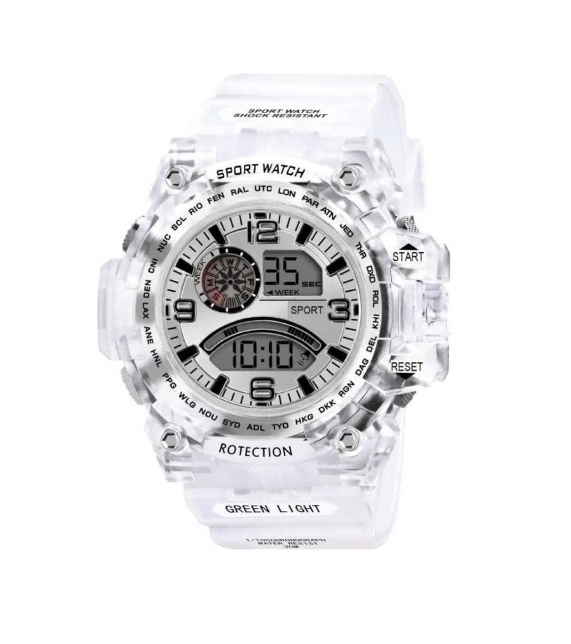 Silver color digital kids sports watch