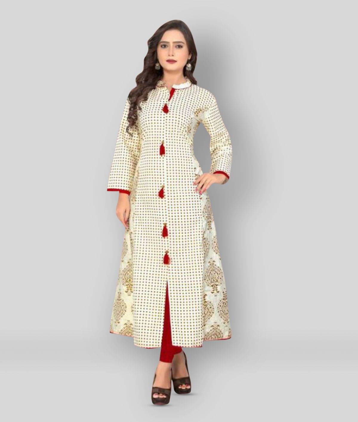 Vbuyz - White Cotton Women's Front Slit Kurti ( Pack of 1 ) Vbuyz - White Cotton Women's Front Slit Kurti ( Pack of 1 )