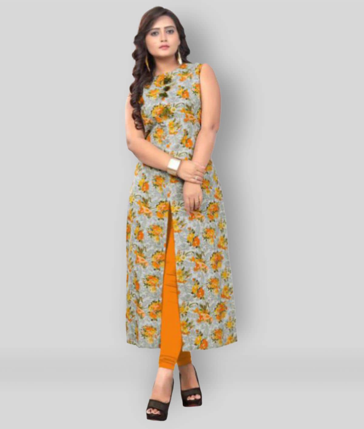 Vbuyz - Multicolor Cotton Women's Front Slit Kurti ( Pack of 1 ) - Kurtis, Tunics | Buy online on ZillyBuy