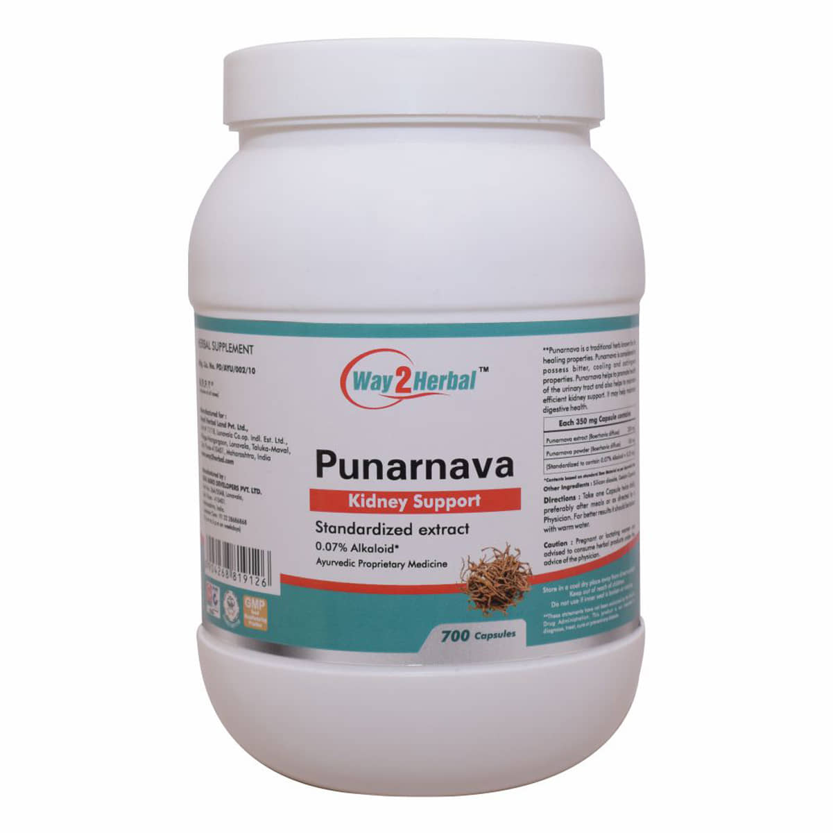 Way2Herbal Punarnava Capsule 700 No.S Pack of 1
