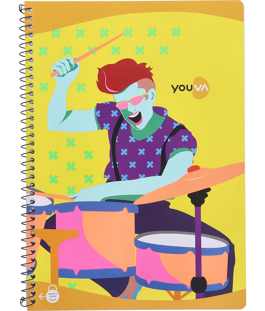 NAVNEET | Spiral Long Book Trendy | A4 Size 21 cm x 29.7 cm | Single Line | 172 Pages | Pack of 2 - Stationery | Buy online on ZillyBuy