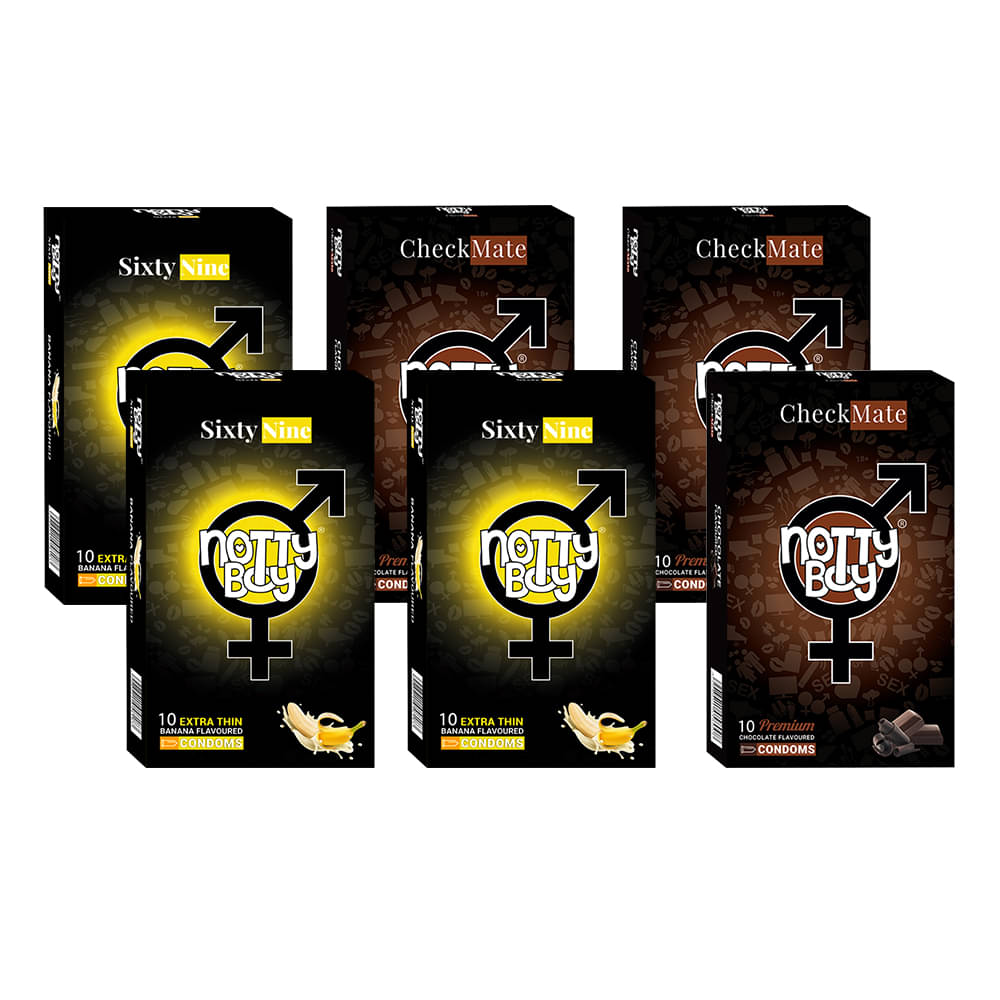     			NottyBoy Chocolate and Fruit Flavoured Condoms - 60 Counts