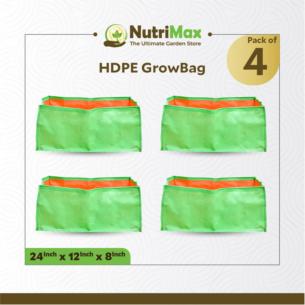 Nutrimax 200 GSM HDPE Grow Bags 24 X 12 x 8 inch Pack of 4 Outdoor Plant Bag Nutrimax 200 GSM HDPE Grow Bags 24 X 12 x 8 inch Pack of 4 Outdoor Plant Bag