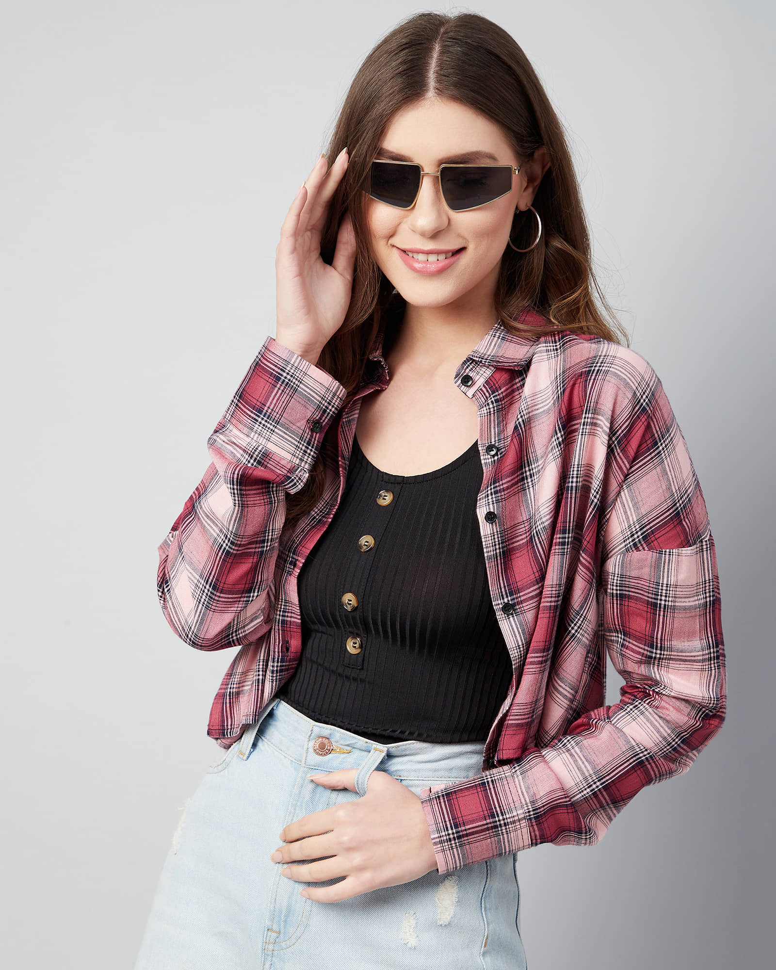 Chimpaaanzee Women Viscose Shirt ( Pink )