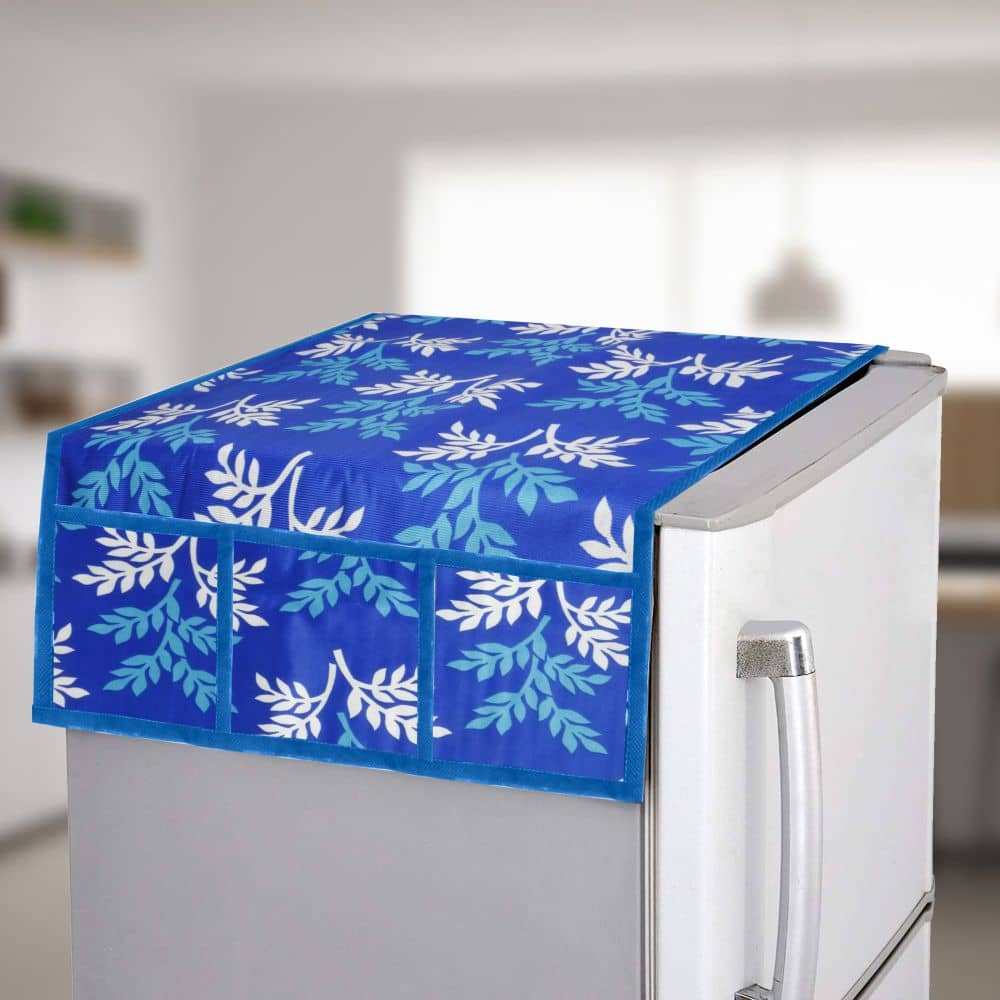 E-Retailer - Blue Polyester Fridge  Top Cover (Pack of 1)