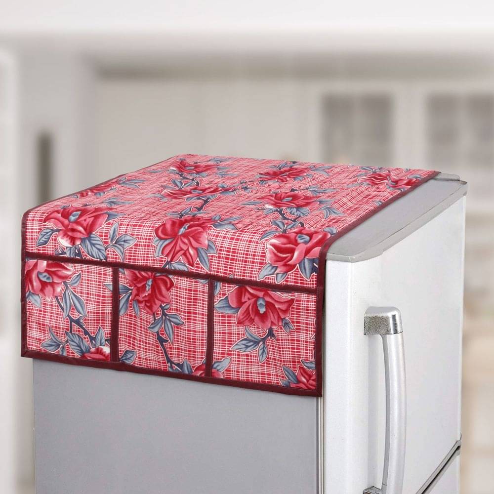 E-Retailer Single Polyester Red Fridge Top Cover E-Retailer Single Polyester Red Fridge Top Cover