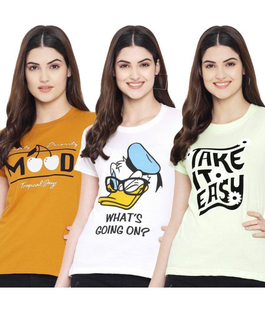 Fabflee Women Cotton Blend Printed Regular Fit Round Neck T-Shirt ( Multi Color ) Fabflee Women Cotton Blend Printed Regular Fit Round Neck T-Shirt ( Multi Color )
