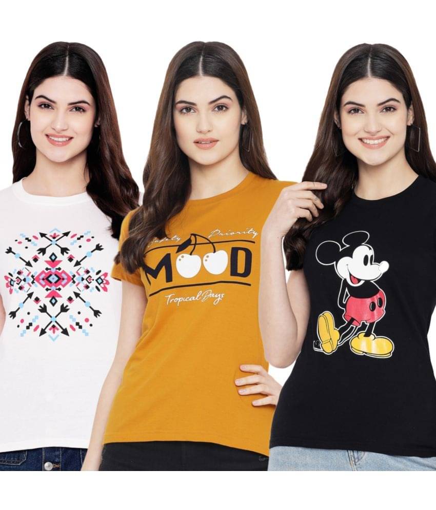 Fabflee Women Cotton Blend Printed Regular Fit Round Neck T-Shirt ( Multi Color )     			Fabflee Women Cotton Blend Printed Regular Fit Round Neck T-Shirt ( Multi Color )