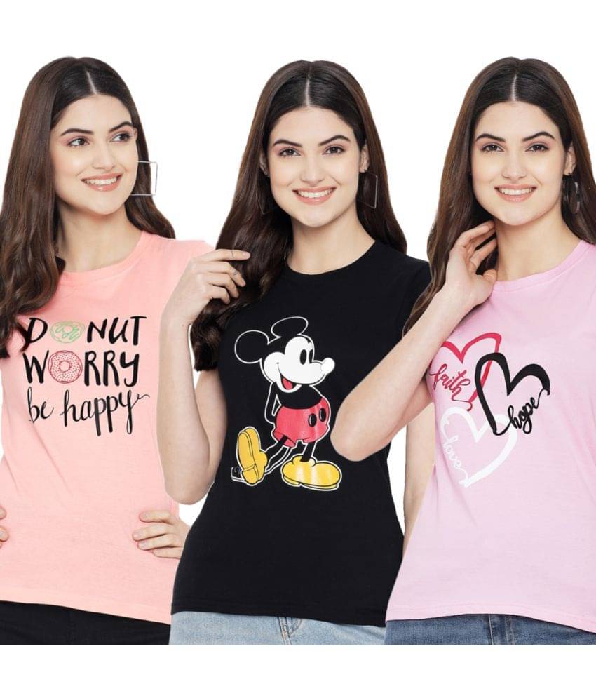 Fabflee Women Cotton Blend Printed Regular Fit Round Neck T-Shirt ( Multi Color ) Fabflee Women Cotton Blend Printed Regular Fit Round Neck T-Shirt ( Multi Color )