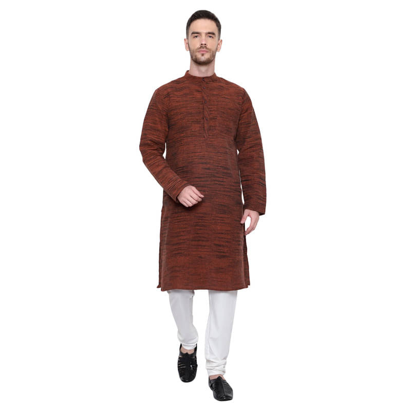     			Latest Chikan - Brown Cotton Blend Men's Regular Kurta ( Pack of 1 )