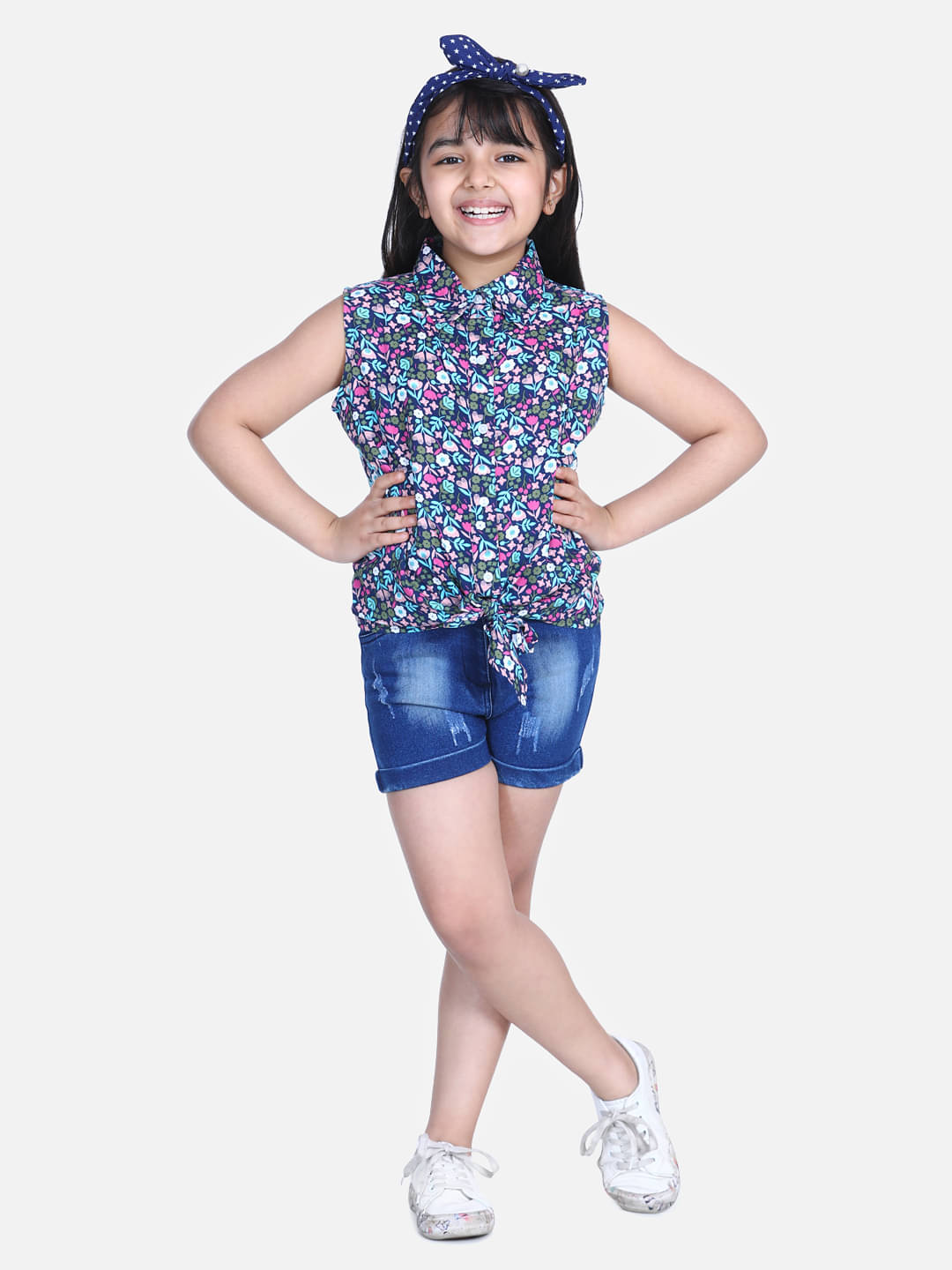     			StyleStone Pack of 1 Girls Rayon Shirt With Shorts ( Blue )