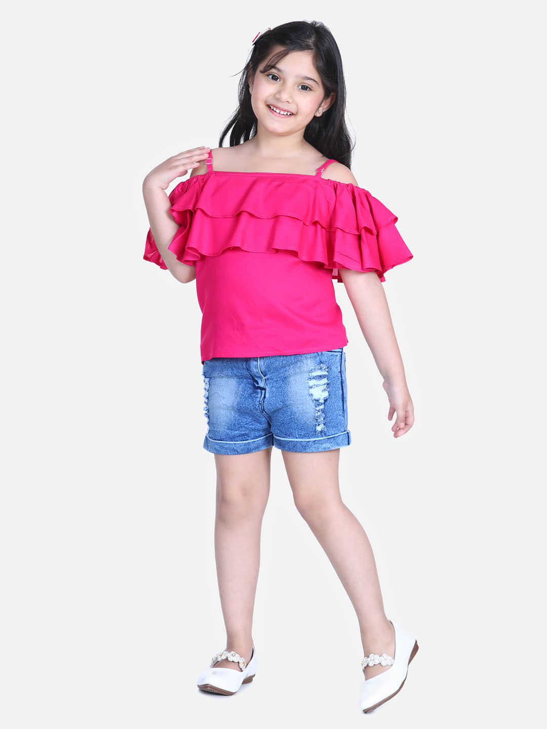 StyleStone Pack of 1 Girls Rayon Top With Shorts ( Blue )