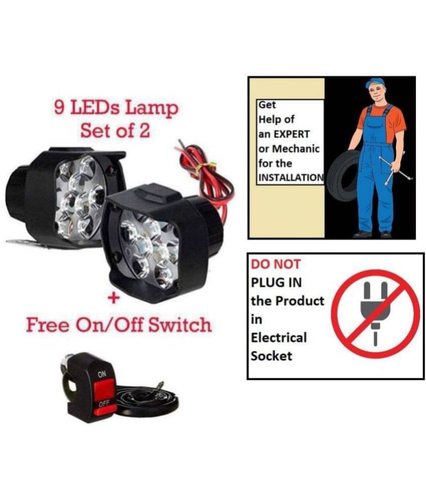     			THERMAL 9 LED Fog Light, Waterproof Head Lamp, Bar Light Off-Roading Universal for All Bikes, Scooty, Car & vehicles.