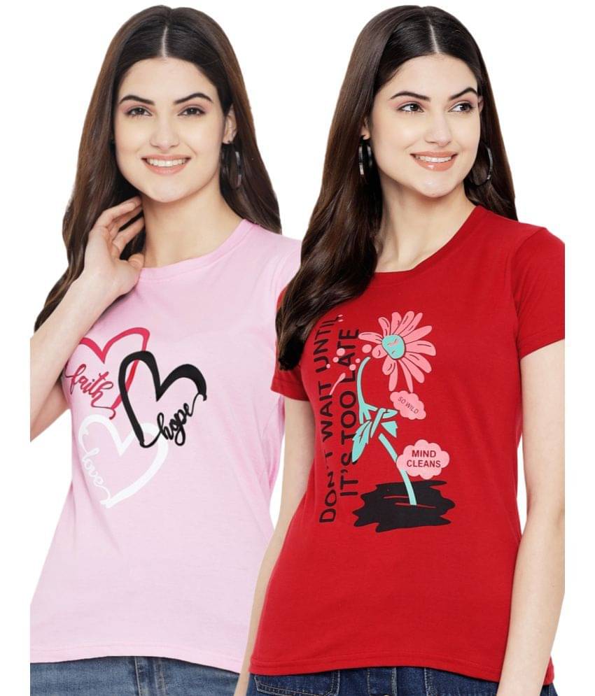 Fabflee Women Cotton Blend Printed Regular Fit Round Neck T-Shirt ( Multi Color )     			Fabflee Women Cotton Blend Printed Regular Fit Round Neck T-Shirt ( Multi Color )