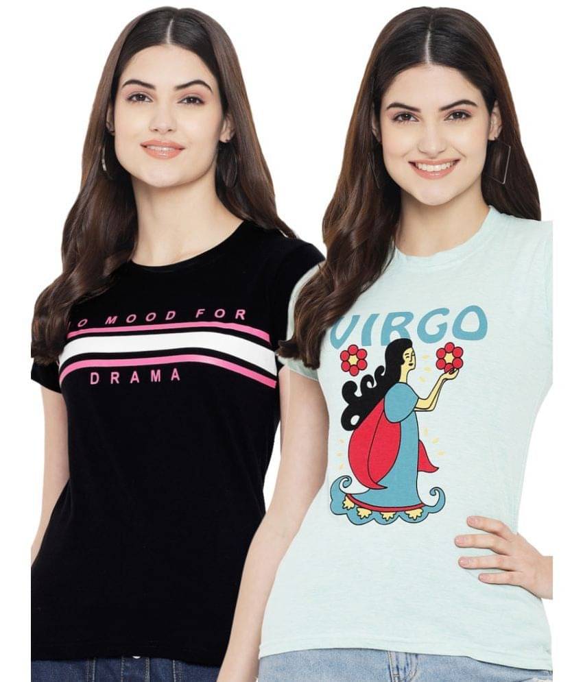 Fabflee Women Cotton Blend Printed Regular Fit Round Neck T-Shirt ( Multi Color ) Fabflee Women Cotton Blend Printed Regular Fit Round Neck T-Shirt ( Multi Color )