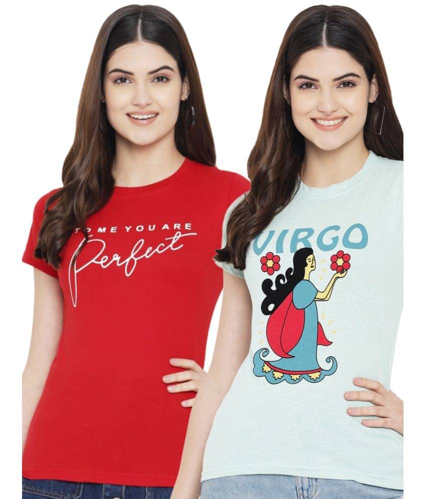 Fabflee Women Cotton Blend Printed Regular Fit Round Neck T-Shirt ( Multi Color ) Fabflee Women Cotton Blend Printed Regular Fit Round Neck T-Shirt ( Multi Color )