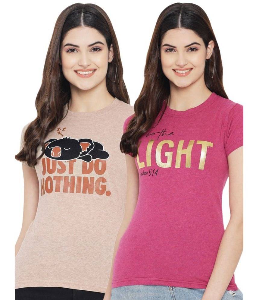 Fabflee Women Cotton Blend Printed Regular Fit Round Neck T-Shirt ( Multi Color ) Fabflee Women Cotton Blend Printed Regular Fit Round Neck T-Shirt ( Multi Color )