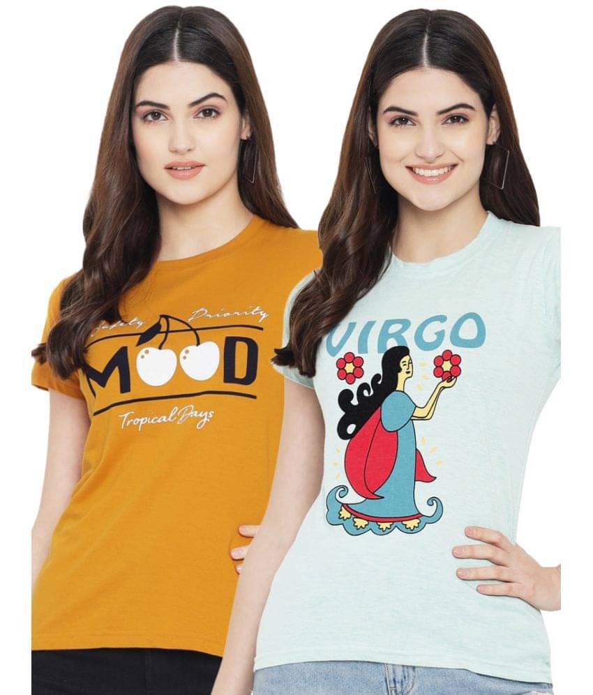 Fabflee Women Cotton Blend Printed Regular Fit Round Neck T-Shirt ( Multi Color ) Fabflee Women Cotton Blend Printed Regular Fit Round Neck T-Shirt ( Multi Color )