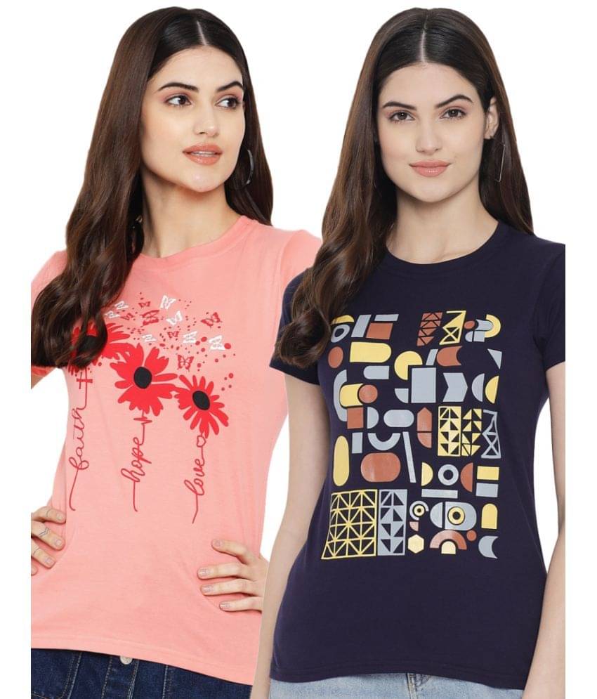Fabflee Women Cotton Blend Printed Regular Fit Round Neck T-Shirt ( Multi Color ) Fabflee Women Cotton Blend Printed Regular Fit Round Neck T-Shirt ( Multi Color )