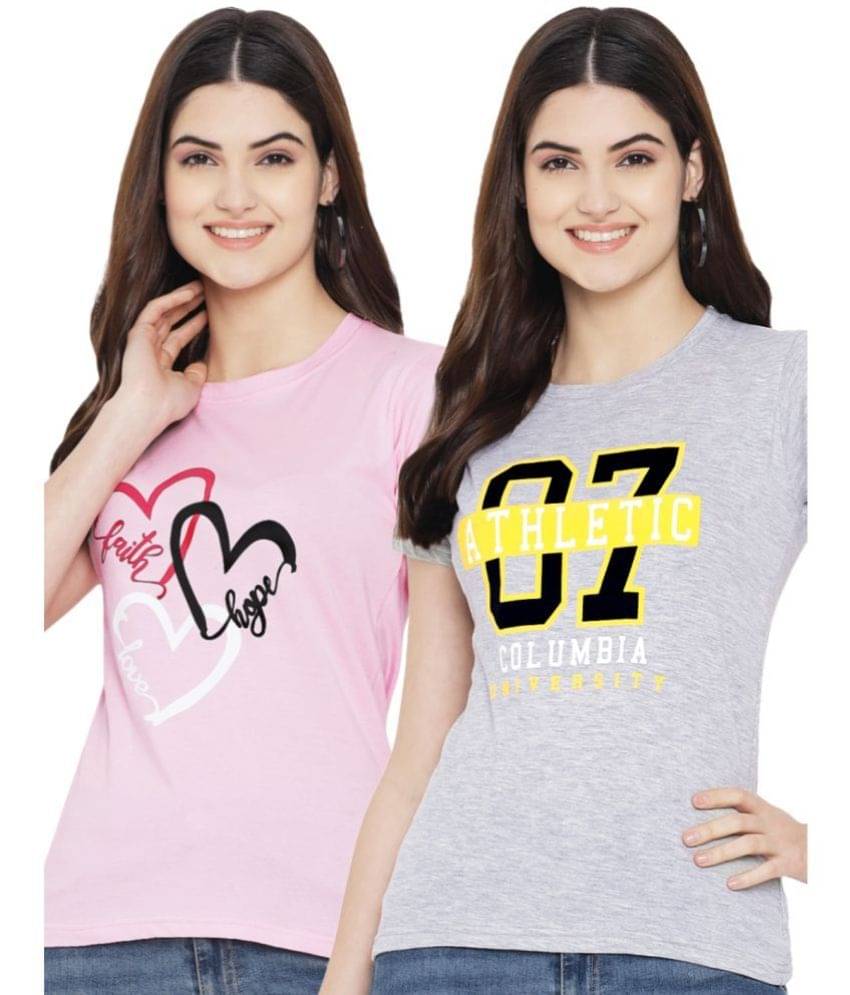 Fabflee Women Cotton Blend Printed Regular Fit Round Neck T-Shirt ( Multi Color ) Fabflee Women Cotton Blend Printed Regular Fit Round Neck T-Shirt ( Multi Color )