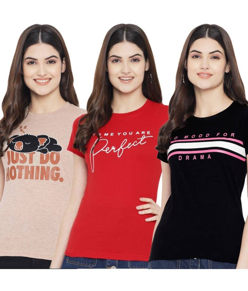 Fabflee Women Cotton Blend Printed Regular Fit Round Neck T-Shirt ( Multi Color ) Fabflee Women Cotton Blend Printed Regular Fit Round Neck T-Shirt ( Multi Color )