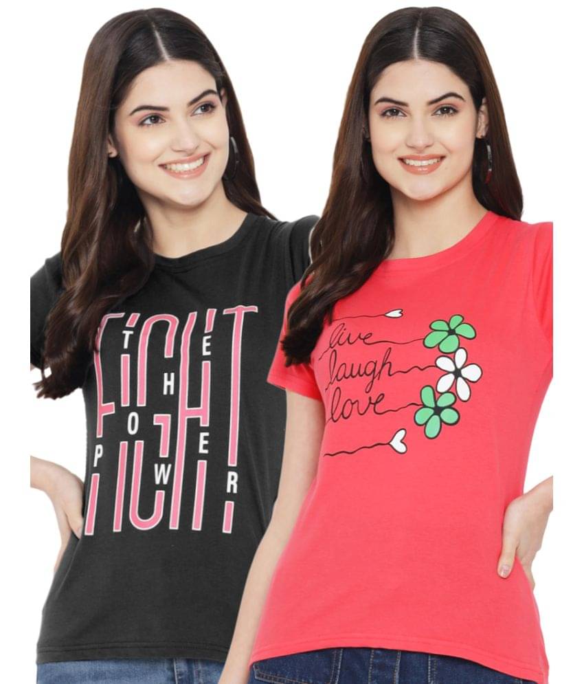 Fabflee Women Cotton Blend Printed Regular Fit Round Neck T-Shirt ( Multi Color ) Fabflee Women Cotton Blend Printed Regular Fit Round Neck T-Shirt ( Multi Color )