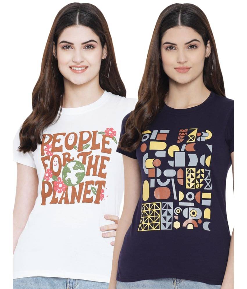 Fabflee Women Cotton Blend Printed Regular Fit Round Neck T-Shirt ( Multi Color ) Fabflee Women Cotton Blend Printed Regular Fit Round Neck T-Shirt ( Multi Color )