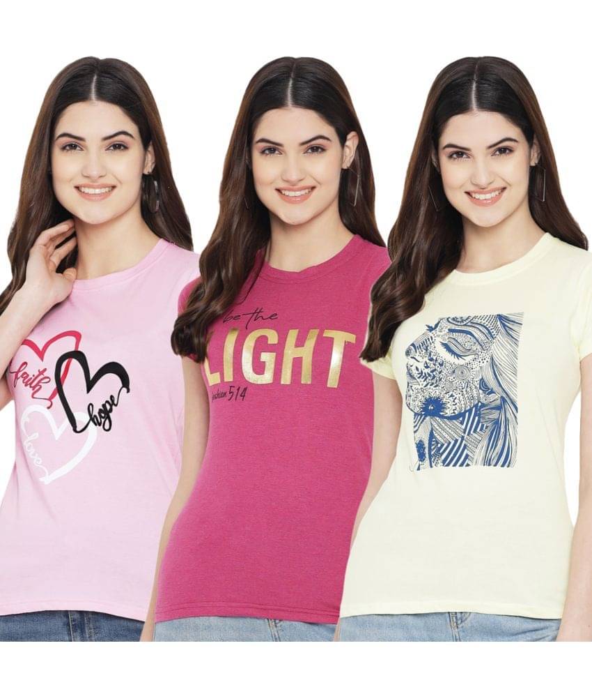 Fabflee Women Cotton Blend Printed Regular Fit Round Neck T-Shirt ( Multi Color ) Fabflee Women Cotton Blend Printed Regular Fit Round Neck T-Shirt ( Multi Color )