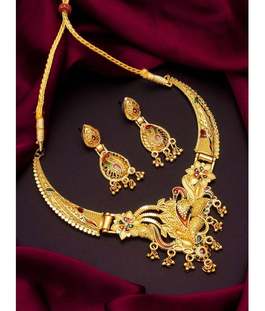     			MGSV Alloy Golden Designer Necklaces Set