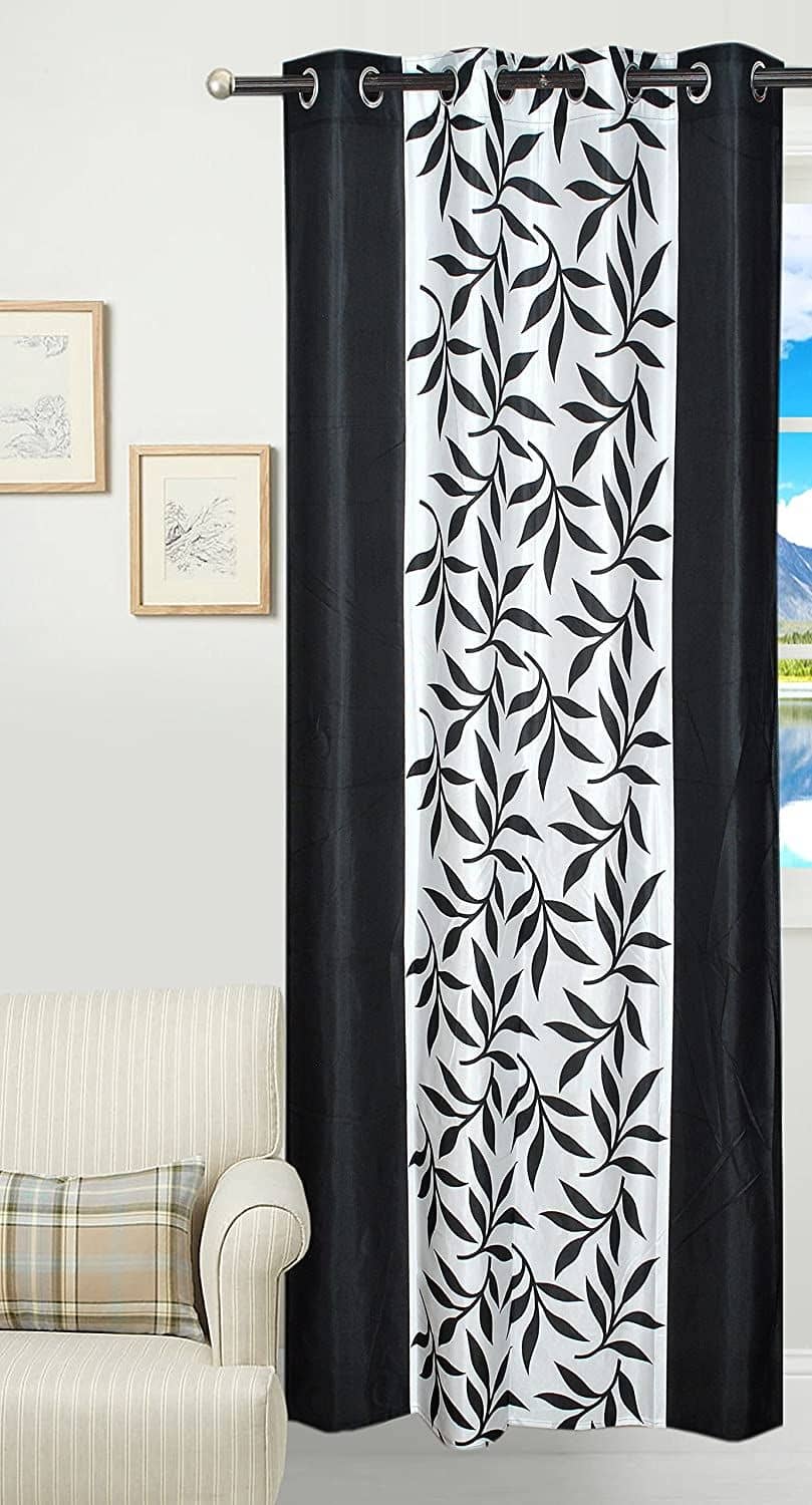 Fashworld Floral Semi-Transparent Eyelet Window Curtain 5 ft Single -Brown