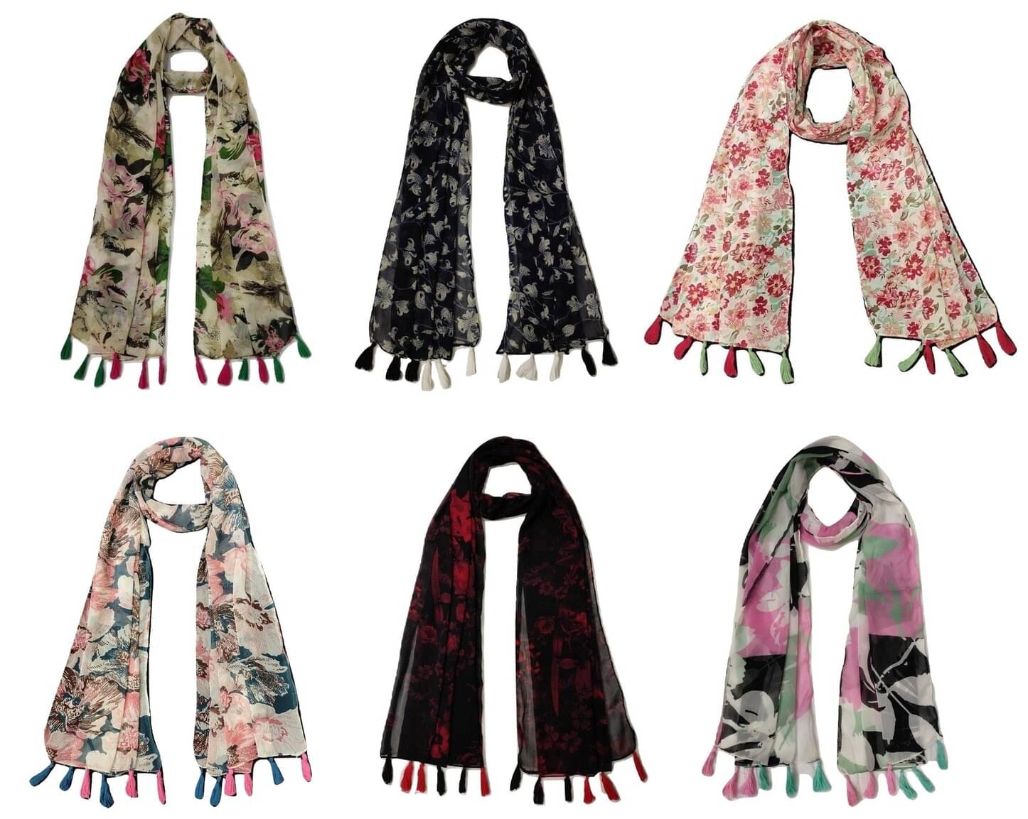 stolevilla Multi Printed Poly Cotton Yarn Stoles ( Pack of 6 ) stolevilla Multi Printed Poly Cotton Yarn Stoles ( Pack of 6 )