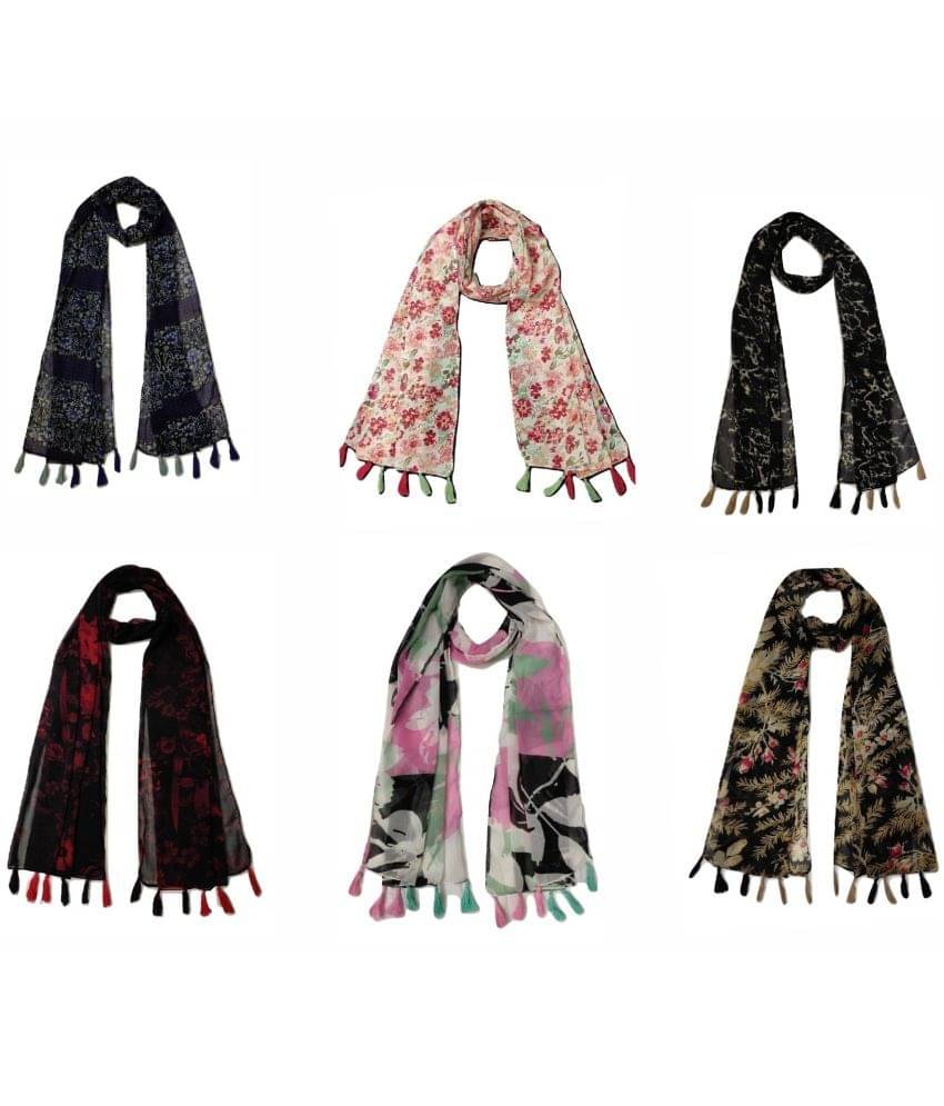     			stolevilla Multi Printed Poly Cotton Yarn Stoles ( Pack of 6 )