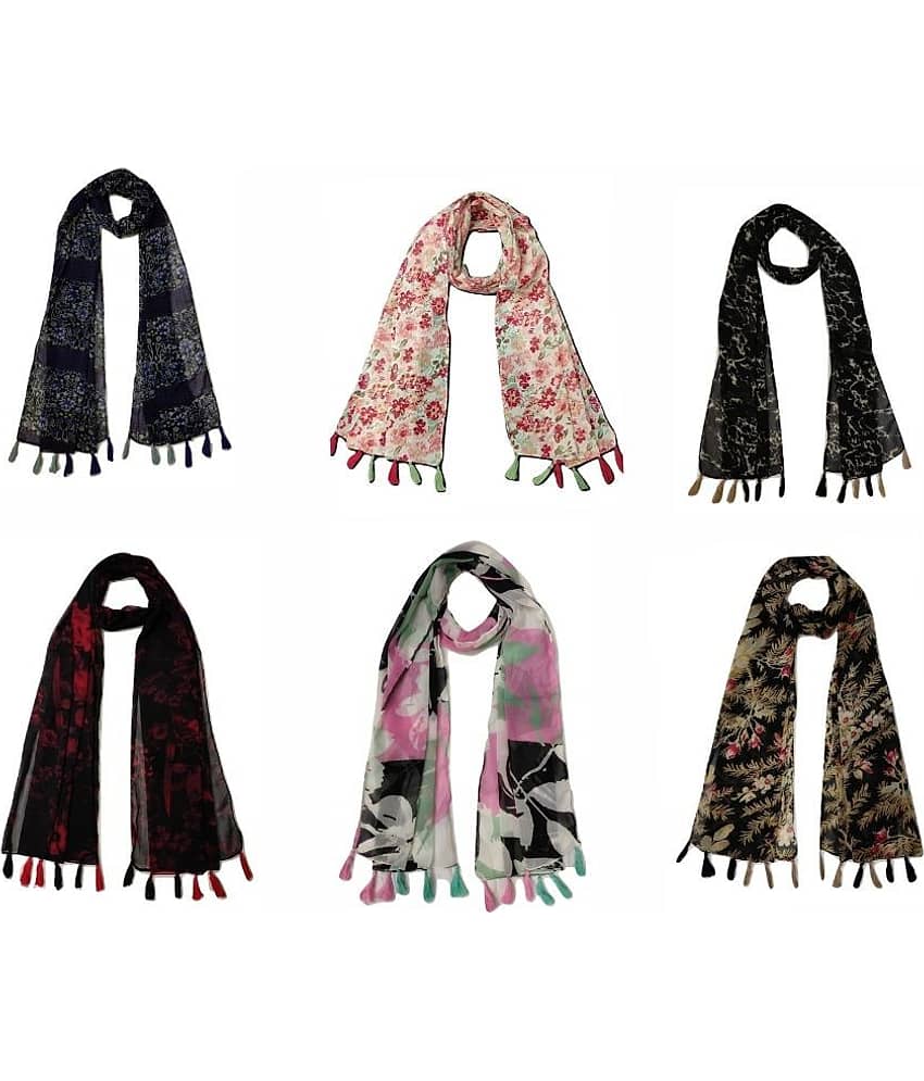 stolevilla Multi Printed Poly Cotton Yarn Stoles ( Pack of 6 ) - Dupattas & Shawls | Buy online on ZillyBuy