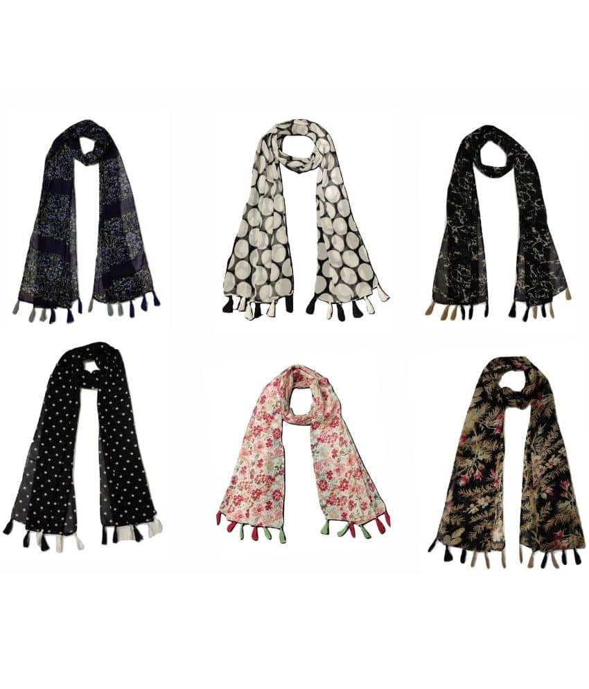 stolevilla Multi Printed Poly Cotton Yarn Stoles ( Pack of 6 ) - Dupattas & Shawls | Buy online on ZillyBuy